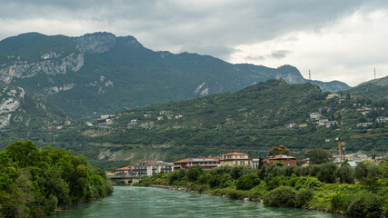 Fototapeta premium From Lago di Garda to Riva del Garda: The Gentle Journey of Sarca River