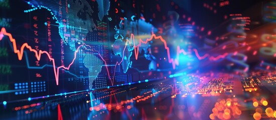 High-tech global stock market theme with dynamic lightning patterns illustrating data flow.