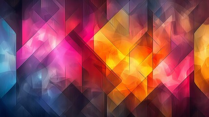 Obraz premium Glowing abstract artwork with prismatic, shimmering patterns and vibrant, multifaceted hues that create a dazzling and striking visual effect. Watercolor style, high resolution Illustration, in the