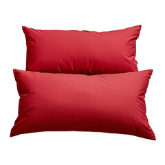 Decorative red rectangular pillow for sleeping and resting isolated on transparent background Set of different angles of cushion for home interior decor