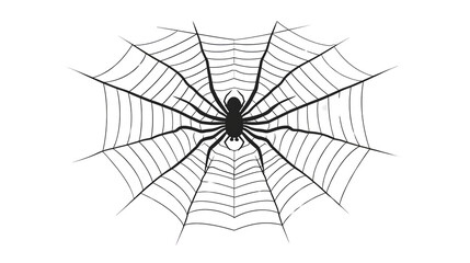 Fototapeta premium Simple Single Spider Web for Halloween, Minimalist and Spooky Design, Classic and Iconic Halloween Decoration, png file, isolated on white