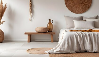 Modern bedroom with bed..