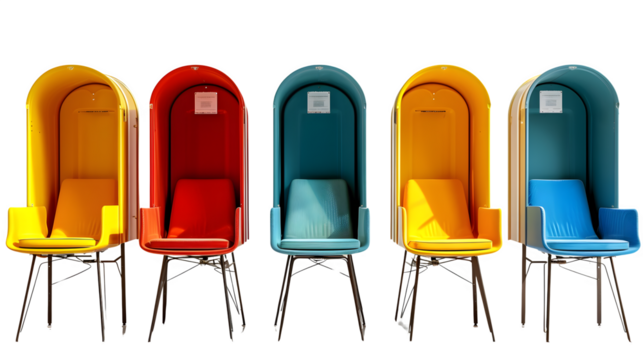 Polling Booths for Elections, Essential and Functional Voting Stations, Organized and Secure Election Environment, png file, isolated on white