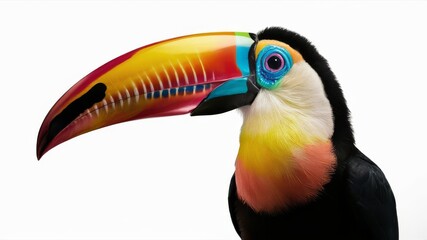 Naklejka premium Profile close-up of a vibrant toucan. Wildlife photography.