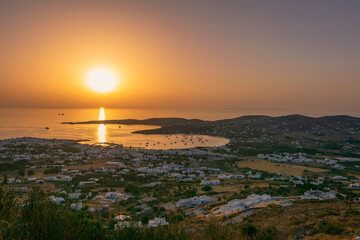 sunset over the sea of Paros Greece