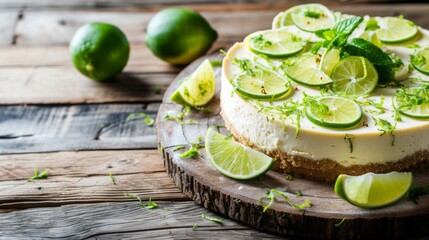A beautifully presented lime cheesecake