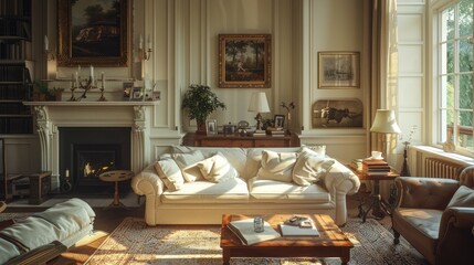 Cozy living room with sofa and cushions