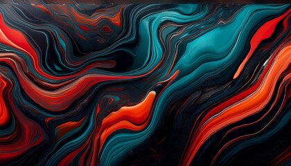 Obraz premium red and black abstract fluid art