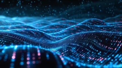 Digital data streams flowing across a dark background