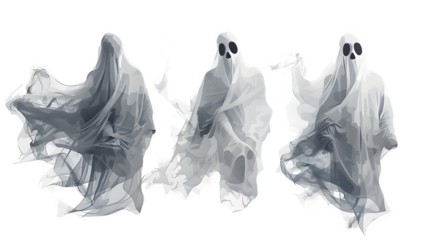 Ghost Vector for Halloween, Spooky and Playful Digital Illustration, Iconic and Fun Halloween Design Element, png file, isolated on white