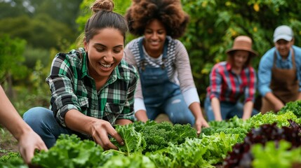 diverse group of farmers working together to produce sustainable food