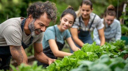diverse group of farmers working together to produce sustainable food
