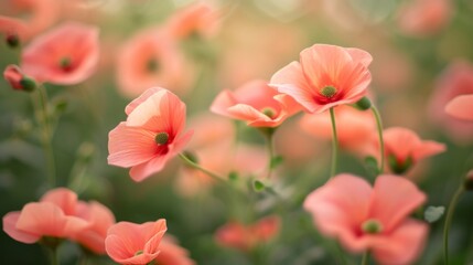 Coral-colored flowers in a garden