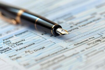 The beautiful close-up of a pen and purchase order form captures the essence of a transactional process.