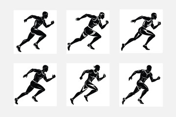 Running Athlete Silhouette Illustrations for Design
