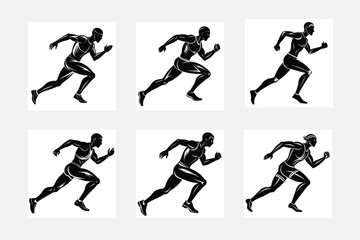 Versatile Set of Running Athlete Silhouettes
