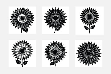 Charming Sunflower Silhouette Illustrations for Crafts

