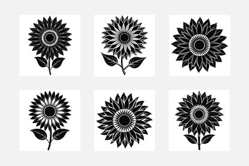 Eye-Catching Sunflower Silhouette Illustration Set
