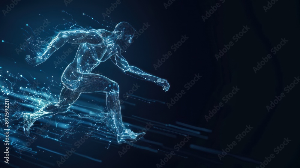 Poster abstract digital representation of a runner in motion