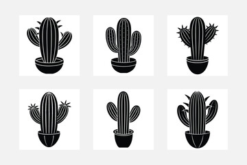 Creative Cactus Silhouette Illustration Set for Your Projects
