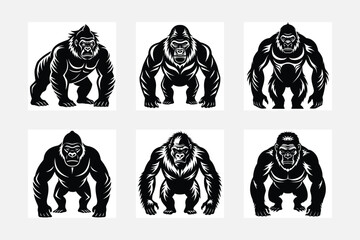 Creative Gorilla Silhouette Illustration Bundle
