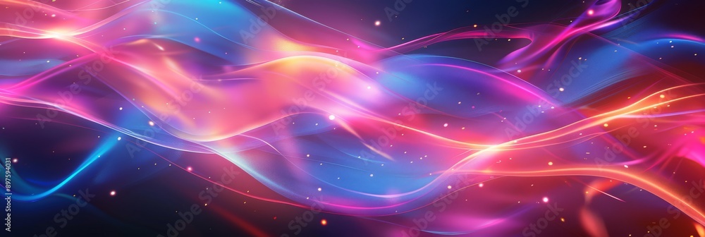 Poster Vibrant abstract image featuring colorful light waves in motion, creating a dynamic and energy-filled effect.