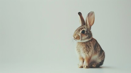 Obraz premium Cute little bunny looking sideways with a curious expression. Perfect for Easter, spring, or animal-themed projects.