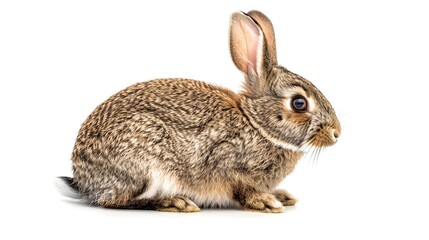 Cute little bunny looking sideways with a white background