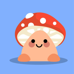 Cute Mushroom Vector Icon Illustration Isolated Flat Vector