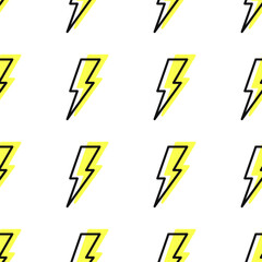 Lightning seamless vector background. Vector icon of stylish lightning on a white background. Set of vector lightning bolts. Vector illustration.