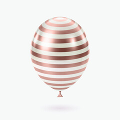 Pink white balloon. Luxury realistic balloons. Striped pattern.