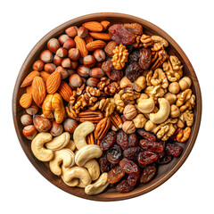 Nuts and dried fruits isolated on transparent background remove png, Clipping Path