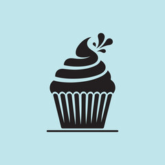 Cupcake vector hand-drawn silhouette illustration