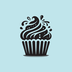 Cupcake vector hand-drawn silhouette illustration