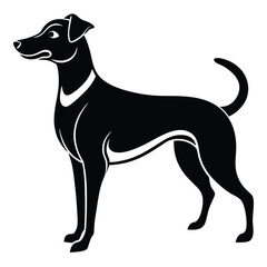 Standing Dog Silhouette Pet Animal Vector Illustration on White Background.