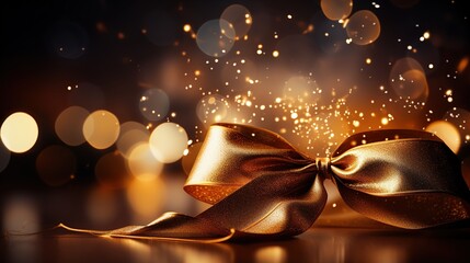 Golden Bow with Sparkling Lights