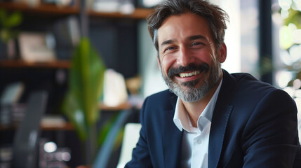 Obraz premium Smiling business man in casual, company owner, professional posing, looking at camera, .