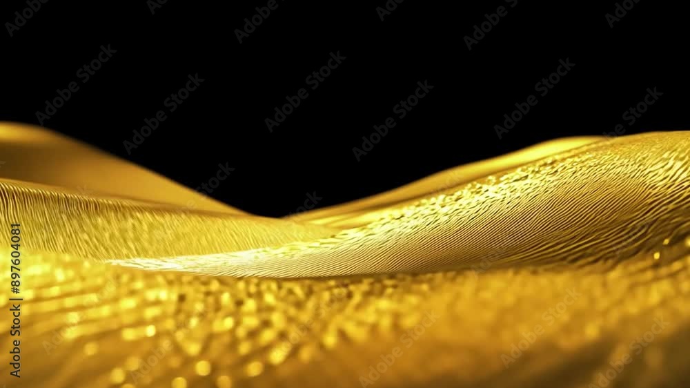 Fototapete a close-up of abstract gold waves against a black background. the waves are textured with fine lines