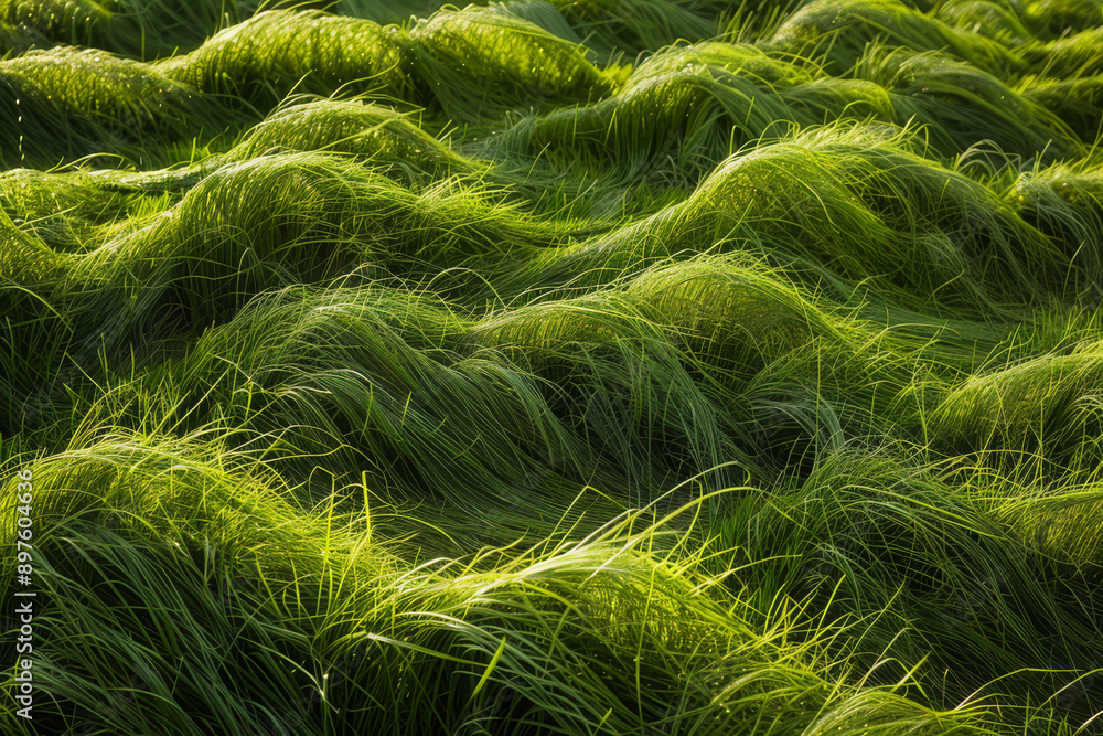Wall mural the artistic patterns created by mown or wind-swept grass, focusing on the aesthetics of grass when 