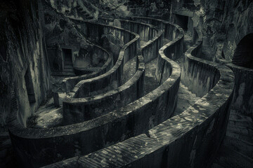 The image should convey the confusion and fear associated with trying to escape from a perplexing dream - Generative AI