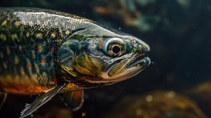 Close up shot of a Brook Trout's body.
