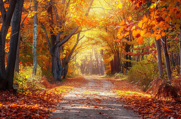 Alley in the autumn park
