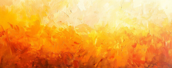 Abstract oil painting with luminous orange and yellow hues. The glowing colors merge seamlessly, creating a warm and inviting composition that emphasizes the richness of the oil paint texture.