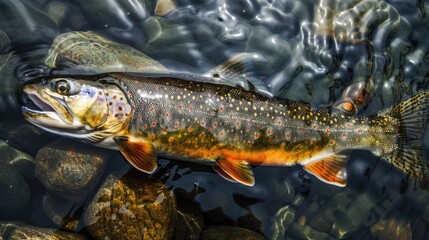 Obraz premium Close up shot of a Brook Trout's body.