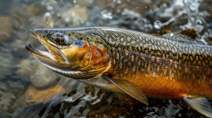 Obraz premium Close up shot of a Brook Trout's body.