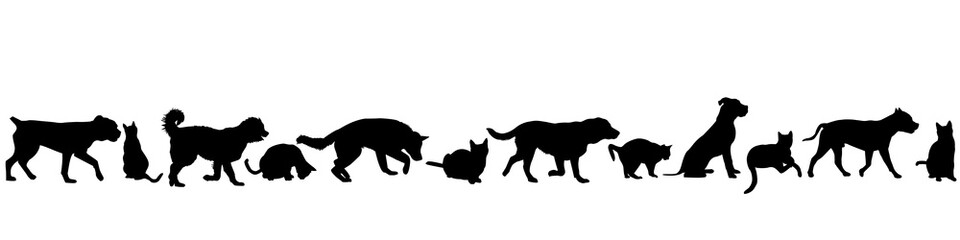 Pet border with cats and dogs