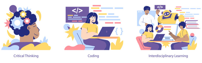 STEM Education. Flat Vector Illustration