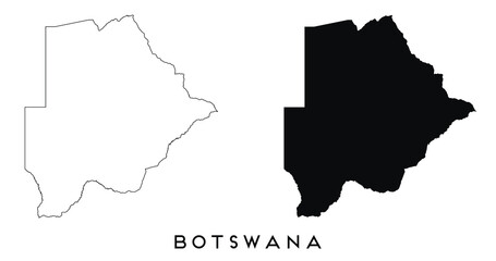 Botswana map outline and black silhouette vector
