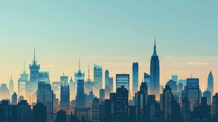 Obraz premium City Skyline at Sunset