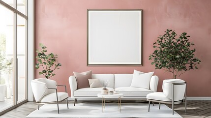 A beautiful canvas frame 3D mockup in modern living room